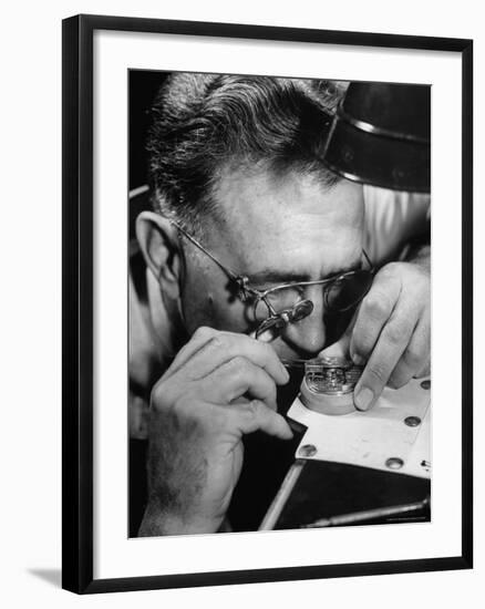 Mr. Blank Regulating the Unit at the Elgin Watch Co. Plant-Bernard Hoffman-Framed Photographic Print