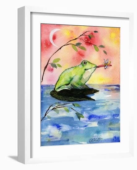 Mr Bullfrog with Firefly-sylvia pimental-Framed Art Print