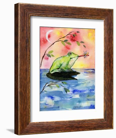 Mr Bullfrog with Firefly-sylvia pimental-Framed Art Print