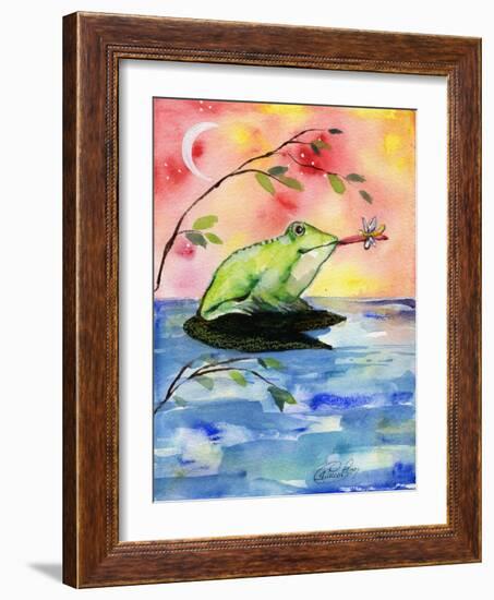 Mr Bullfrog With Firefly-sylvia pimental-Framed Art Print