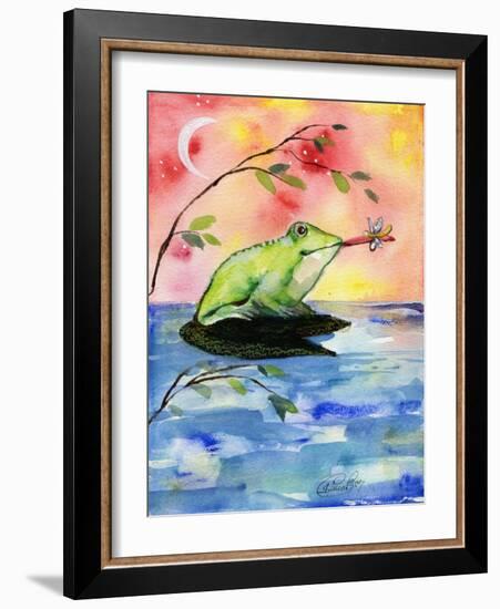 Mr Bullfrog With Firefly-sylvia pimental-Framed Art Print