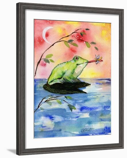 Mr Bullfrog With Firefly-sylvia pimental-Framed Art Print