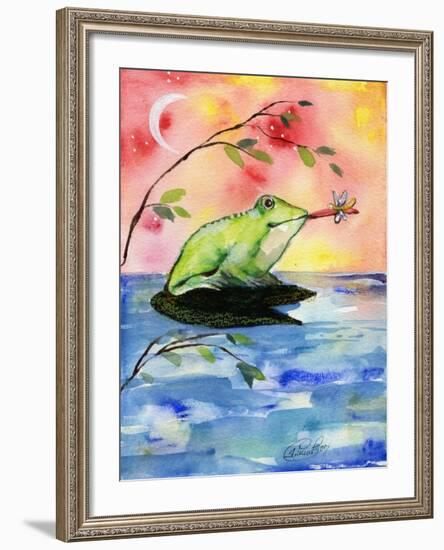 Mr Bullfrog With Firefly-sylvia pimental-Framed Art Print