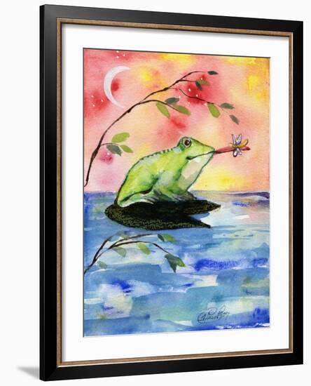 Mr Bullfrog With Firefly-sylvia pimental-Framed Art Print