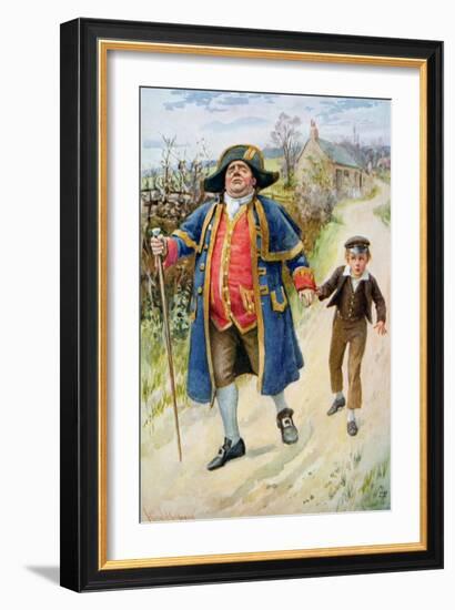 Mr Bumble and Oliver Twist, Illustration for 'Character Sketches from Dickens' Compiled by B.W.…-Harold Copping-Framed Giclee Print