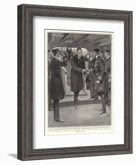 Mr Chamberlain's Departure for South Africa, Going on Board the Good Hope-William T. Maud-Framed Giclee Print