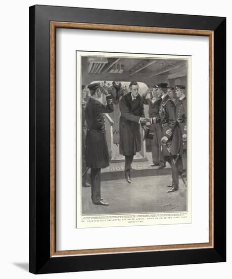 Mr Chamberlain's Departure for South Africa, Going on Board the Good Hope-William T. Maud-Framed Giclee Print