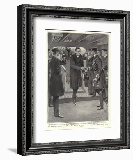 Mr Chamberlain's Departure for South Africa, Going on Board the Good Hope-William T. Maud-Framed Giclee Print