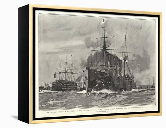 Mr Chamberlain's Departure for South Africa, H M S Good Hope Passing Out of Portsmouth Harbour-Charles Edward Dixon-Framed Premier Image Canvas