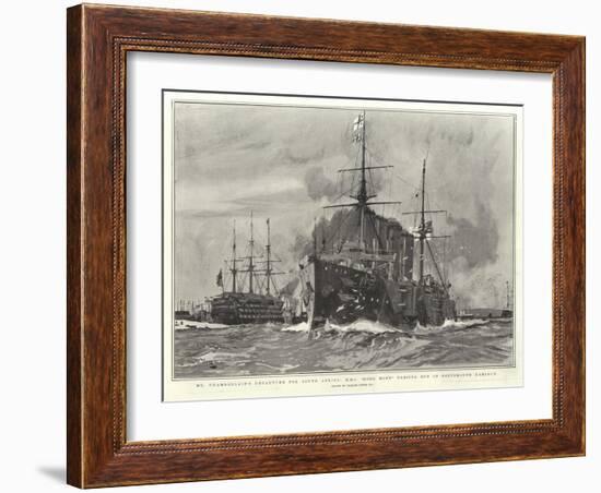 Mr Chamberlain's Departure for South Africa, H M S Good Hope Passing Out of Portsmouth Harbour-Charles Edward Dixon-Framed Giclee Print