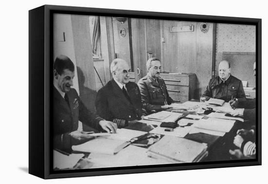 'Mr Churchill at a conference on board ship', 1943-1944.-Unknown-Framed Premier Image Canvas