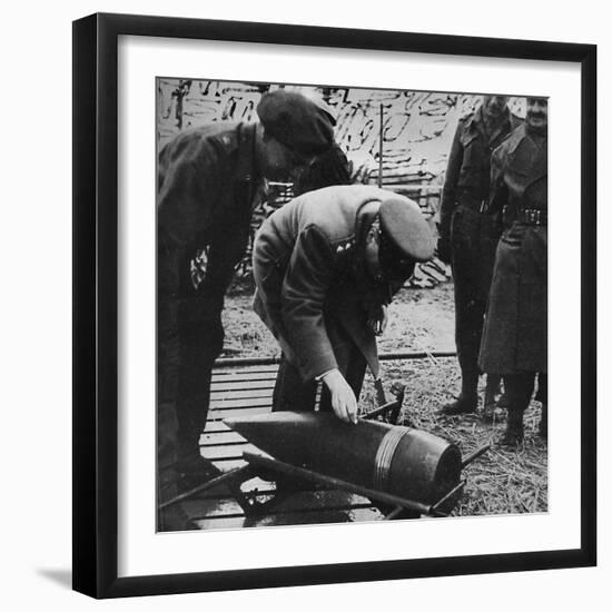 'Mr. Churchill autographing a present for Hitler', c1940s, (1945)-Unknown-Framed Photographic Print