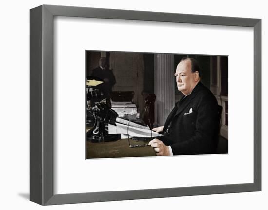 'Mr. Churchill's V.E. Day Broadcast', 1945 (1955)-Unknown-Framed Photographic Print