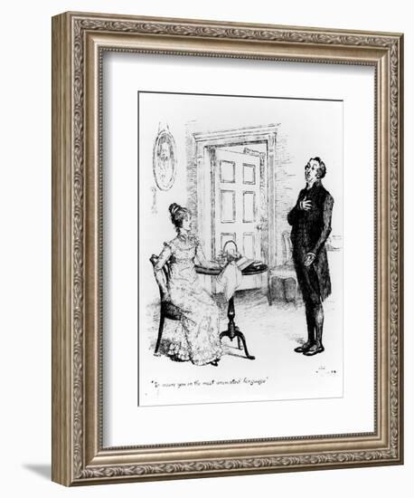 Mr. Collins and Elizabeth, from "Pride and Prejudice" by Jane Austen circa 1894-Hugh Thomson-Framed Giclee Print