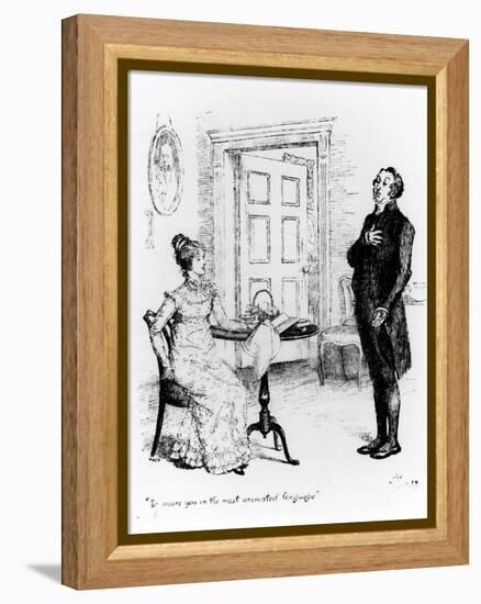 Mr. Collins and Elizabeth, from "Pride and Prejudice" by Jane Austen circa 1894-Hugh Thomson-Framed Premier Image Canvas
