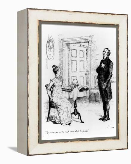 Mr. Collins and Elizabeth, from "Pride and Prejudice" by Jane Austen circa 1894-Hugh Thomson-Framed Premier Image Canvas