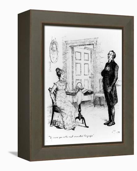 Mr. Collins and Elizabeth, from "Pride and Prejudice" by Jane Austen circa 1894-Hugh Thomson-Framed Premier Image Canvas