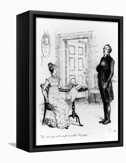 Mr. Collins and Elizabeth, from "Pride and Prejudice" by Jane Austen circa 1894-Hugh Thomson-Framed Premier Image Canvas