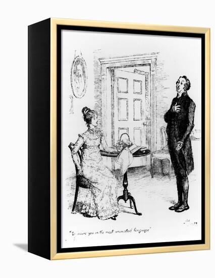 Mr. Collins and Elizabeth, from "Pride and Prejudice" by Jane Austen circa 1894-Hugh Thomson-Framed Premier Image Canvas