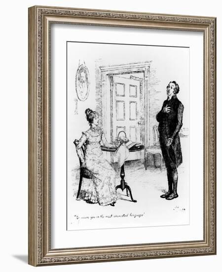 Mr. Collins and Elizabeth, from "Pride and Prejudice" by Jane Austen circa 1894-Hugh Thomson-Framed Giclee Print