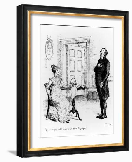 Mr. Collins and Elizabeth, from "Pride and Prejudice" by Jane Austen circa 1894-Hugh Thomson-Framed Giclee Print