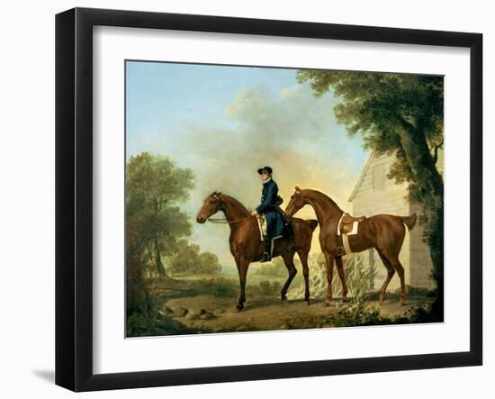 Mr. Crewe's Hunters with a Groom Near a Wooden Barn-George Stubbs-Framed Giclee Print