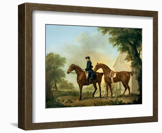 Mr. Crewe's Hunters with a Groom Near a Wooden Barn-George Stubbs-Framed Giclee Print