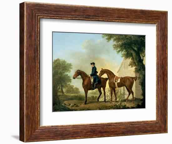 Mr. Crewe's Hunters with a Groom Near a Wooden Barn-George Stubbs-Framed Giclee Print