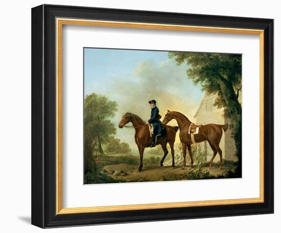 Mr. Crewe's Hunters with a Groom Near a Wooden Barn-George Stubbs-Framed Giclee Print