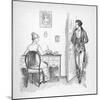 Mr. Darcy Enters a Room in Which Elizabeth Bennet is Seated at Her Writing Desk-Hugh Thomson-Mounted Photographic Print