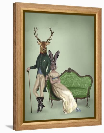 Mr Deer and Mrs Rabbit-Fab Funky-Framed Stretched Canvas