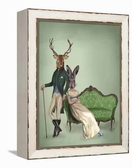 Mr Deer and Mrs Rabbit-Fab Funky-Framed Stretched Canvas