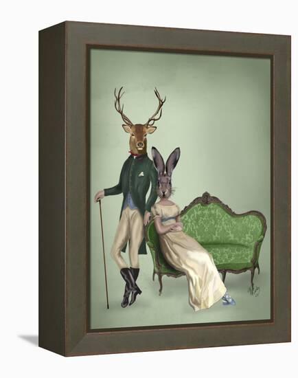 Mr Deer and Mrs Rabbit-Fab Funky-Framed Stretched Canvas