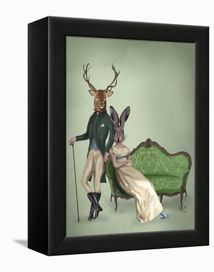 Mr Deer and Mrs Rabbit-Fab Funky-Framed Stretched Canvas