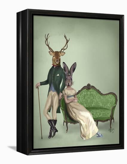 Mr Deer and Mrs Rabbit-Fab Funky-Framed Stretched Canvas