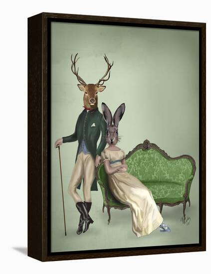 Mr Deer and Mrs Rabbit-Fab Funky-Framed Stretched Canvas