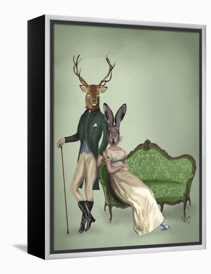 Mr Deer and Mrs Rabbit-Fab Funky-Framed Stretched Canvas