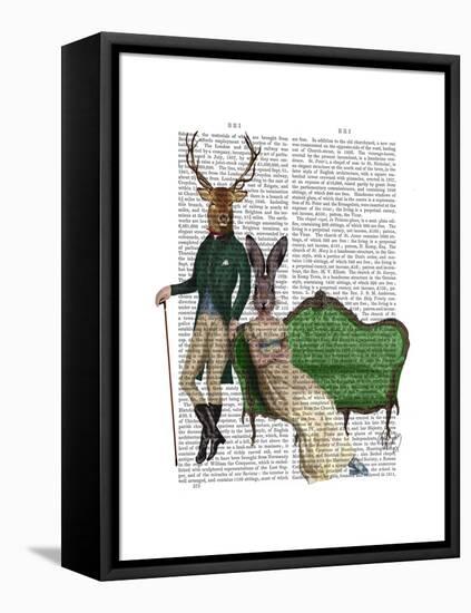 Mr Deer and Mrs Rabbit-Fab Funky-Framed Stretched Canvas