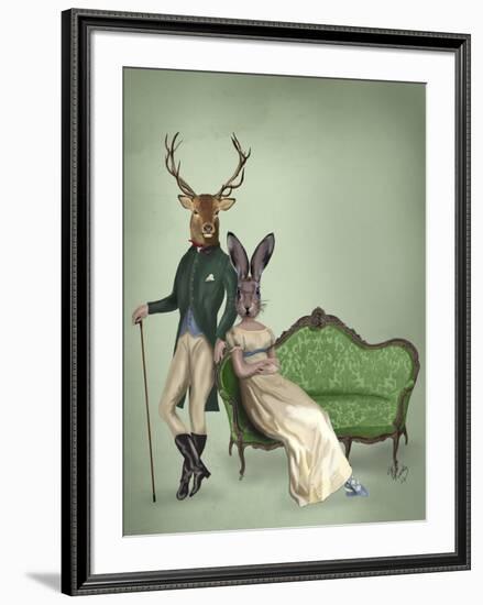 Mr Deer and Mrs Rabbit-Fab Funky-Framed Art Print