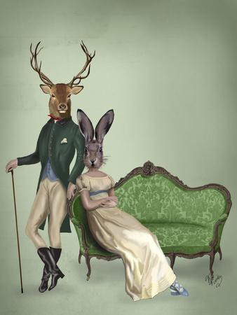 Download Mr Deer and Mrs Rabbit Art Print by Fab Funky | Art.com