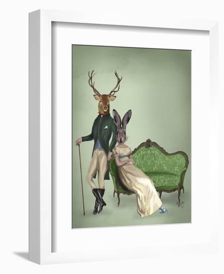 Mr Deer and Mrs Rabbit-Fab Funky-Framed Art Print