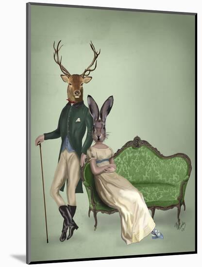 Mr Deer and Mrs Rabbit-Fab Funky-Mounted Art Print