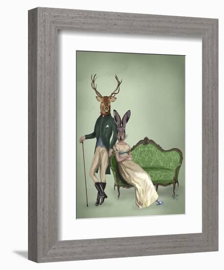 Mr Deer and Mrs Rabbit-Fab Funky-Framed Art Print