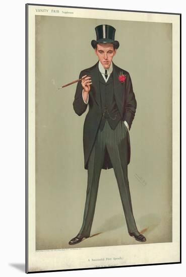 Mr F E Smith, a Successful First Speech, Moab Is My Washpot, 16 January 1907, Vanity Fair Cartoon-Sir Leslie Ward-Mounted Giclee Print