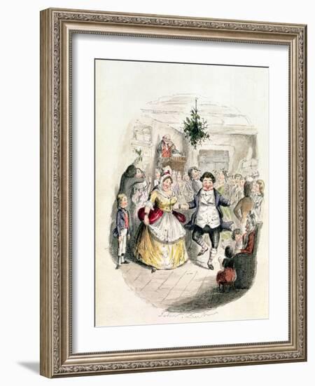 Mr. Fezziwig's Ball, from "A Christmas Carol" by Charles Dickens (1812-70) 1843-John Leech-Framed Giclee Print