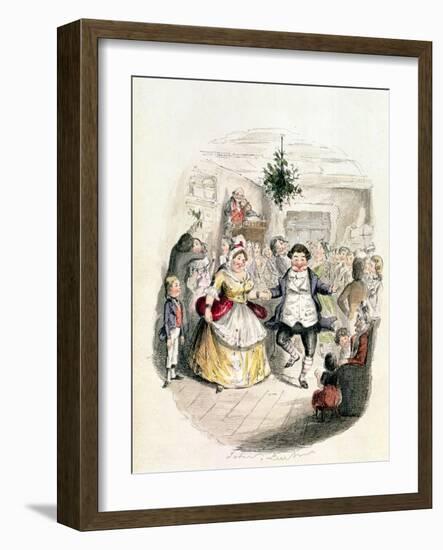 Mr. Fezziwig's Ball, from "A Christmas Carol" by Charles Dickens (1812-70) 1843-John Leech-Framed Giclee Print