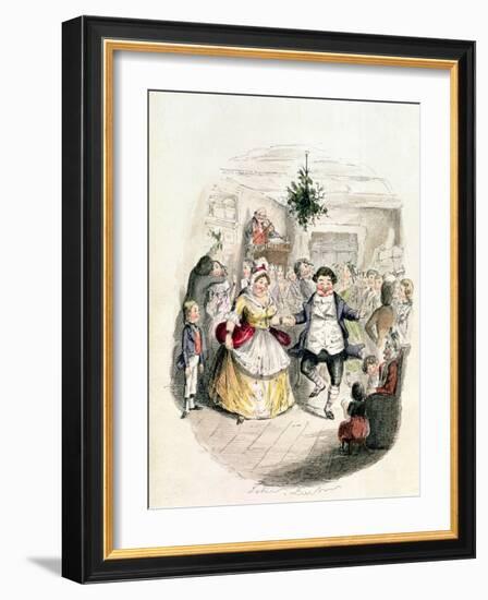 Mr. Fezziwig's Ball, from "A Christmas Carol" by Charles Dickens (1812-70) 1843-John Leech-Framed Giclee Print