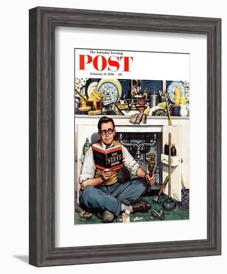 "Mr. Fix-It" Saturday Evening Post Cover, January 14, 1956-Stevan Dohanos-Framed Giclee Print