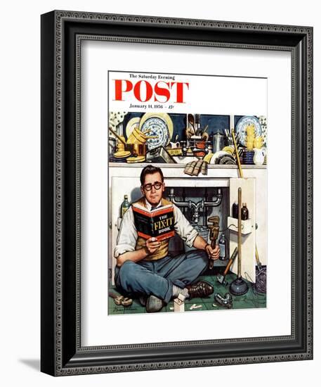 "Mr. Fix-It" Saturday Evening Post Cover, January 14, 1956-Stevan Dohanos-Framed Giclee Print