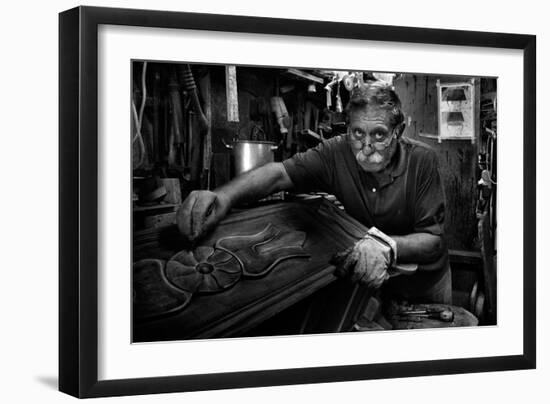 Mr. Francesco During the Cleanup Phase.-Antonio Grambone-Framed Photographic Print